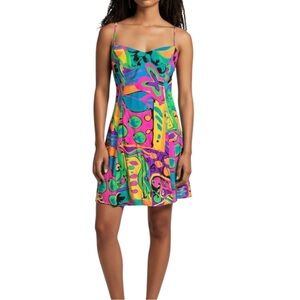 4/$20 VTG Raisins Neon Abstract Mini Dress